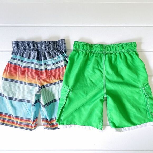 Cherokee And Joe Boxer Boy's Green Striped Board Swim Shorts Bundle Small/Medium - Picture 6 of 14